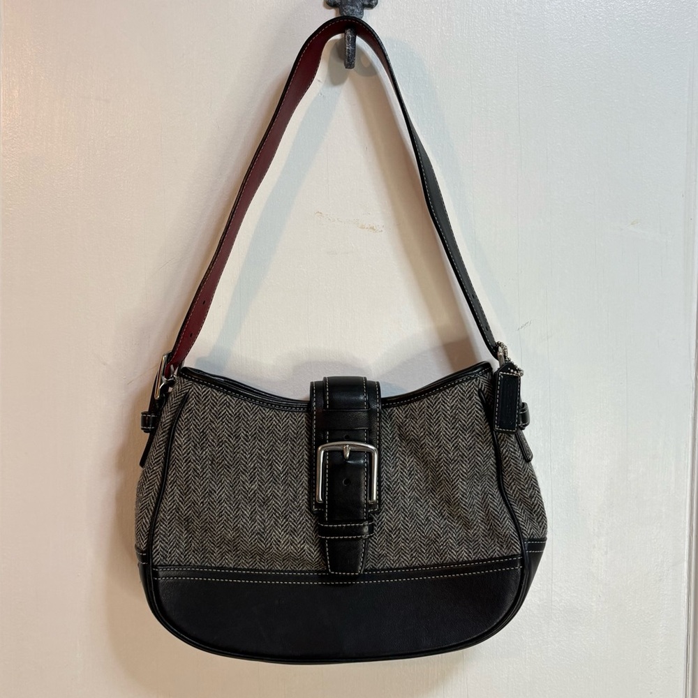 Coach Wool and Leather Shoulder Bag G3J-9395 - Picture 2 of 12